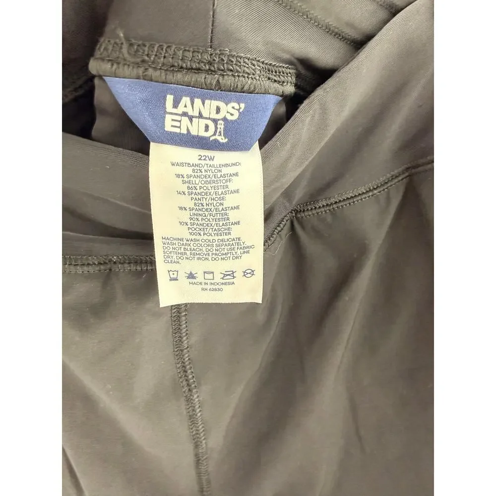 Lands’ End Women’s Plus Size 22W Black Swim Shorts High Rise Pockets